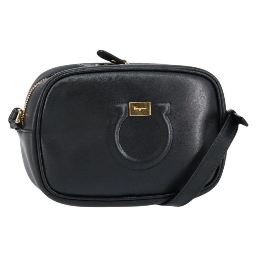 Salvatore Ferragamo City Camera Leather Black Leather Shoulder Bag Bag